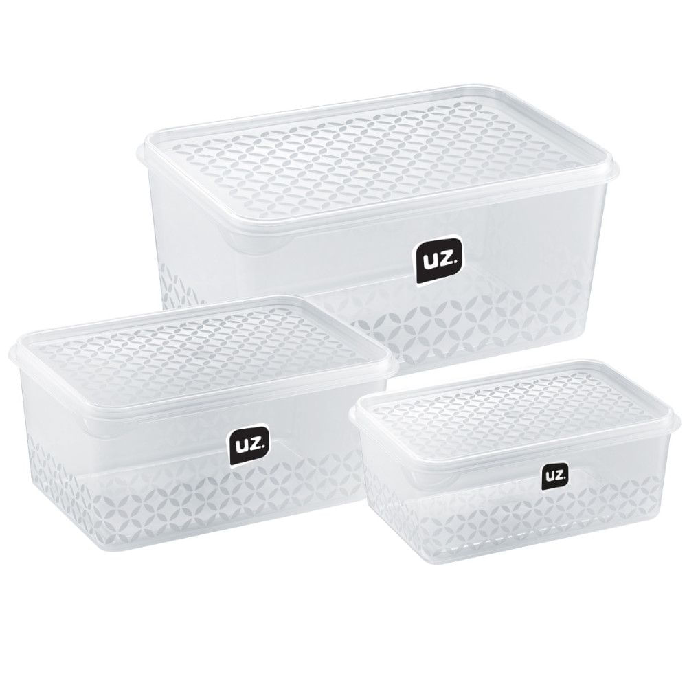 Kit Potes Multiuso UZ UZ1910-TR 3 Peças - TRANSPARENTE
