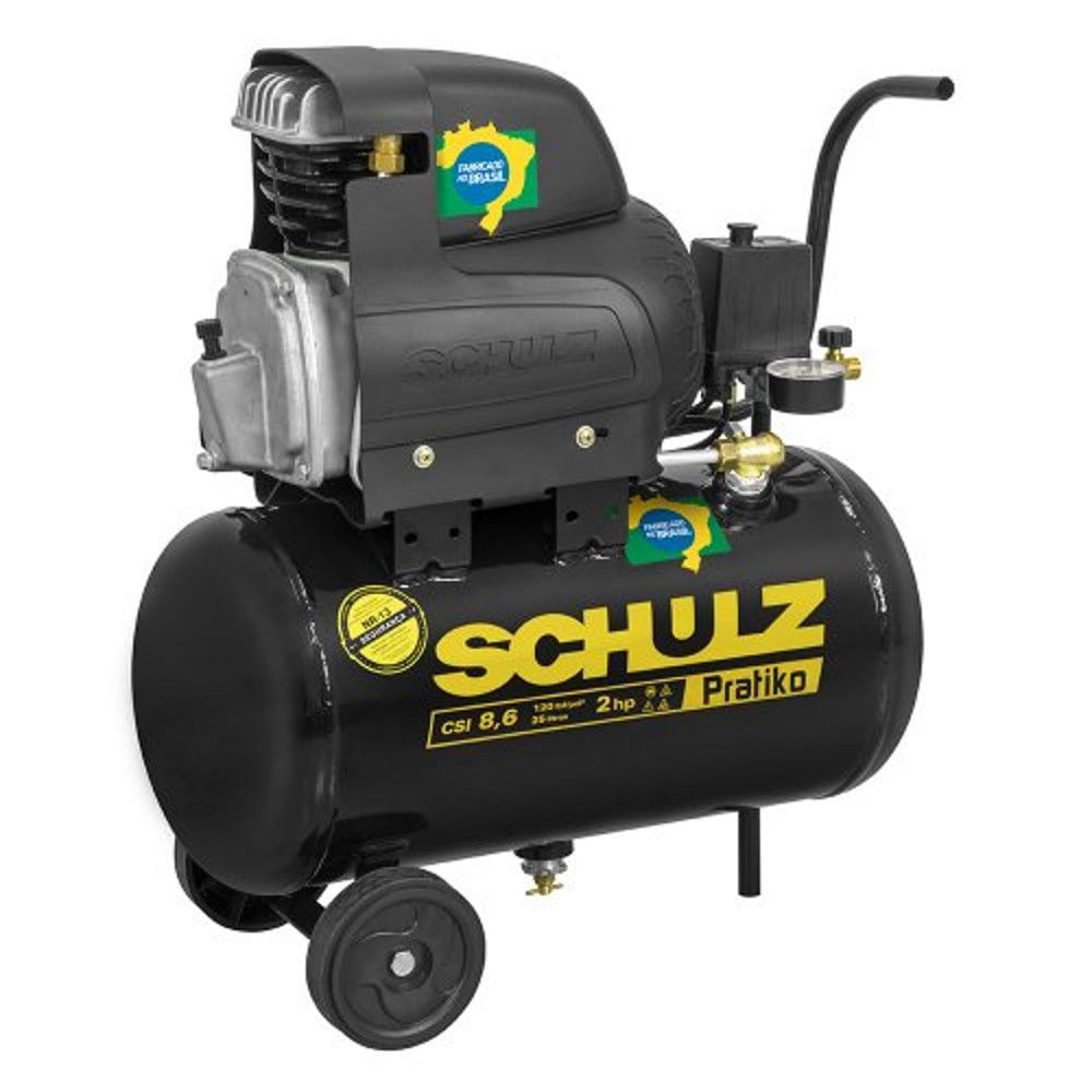 Compressor de Ar Schulz 8.6/25Litros Air Plus 2HP 220V - PRETO