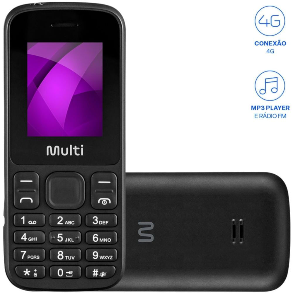 Celular Multilaser Multi Up P9139 4G 48MB 256MB Tela 1,8" LCD - PRETO
